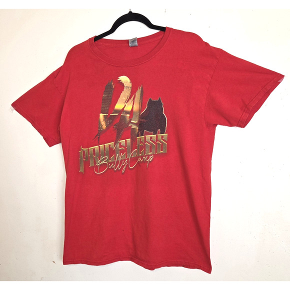 Da Priceless Bully Camp Mens Red Tshirt Sz L Pitbull Bulldog Rottweiler Dogs - Picture 1 of 15